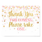 Pink Gold Glitter Confetti Thank You Favour Sign
