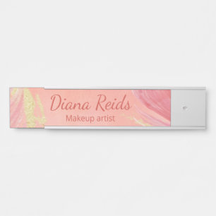 Pink gold glitter custom name door sign