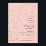 Pink Gold Glitter Diagonal Confetti Bat Mitzvah Invitation<br><div class="desc">This elegant and unique Bat Mitzvah invitation is ideal for a classy and formal event. It features a faux printed sparkly gold glitter confetti sprinkled diagonally across the invite on top of a thin gold rectangle border with a blush pink background. It's chic, modern, luxurious, pretty, simple, and trendy; the...</div>