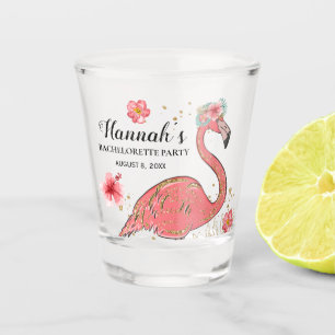 Pink Gold Glitter Flamingo Bachelorett Party Shot Glass