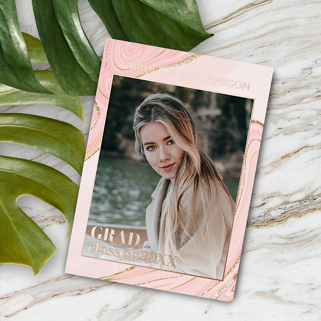 Pink Gold Glitter Foil Graduation Announcement (Creator Uploaded)