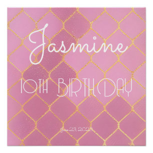 Pink Gold Glitter Girl's Birthday Poster