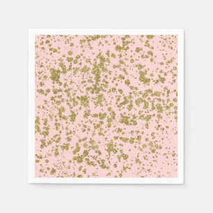 Pink & Gold Glitter Girly Glam Modern Splatter Napkin