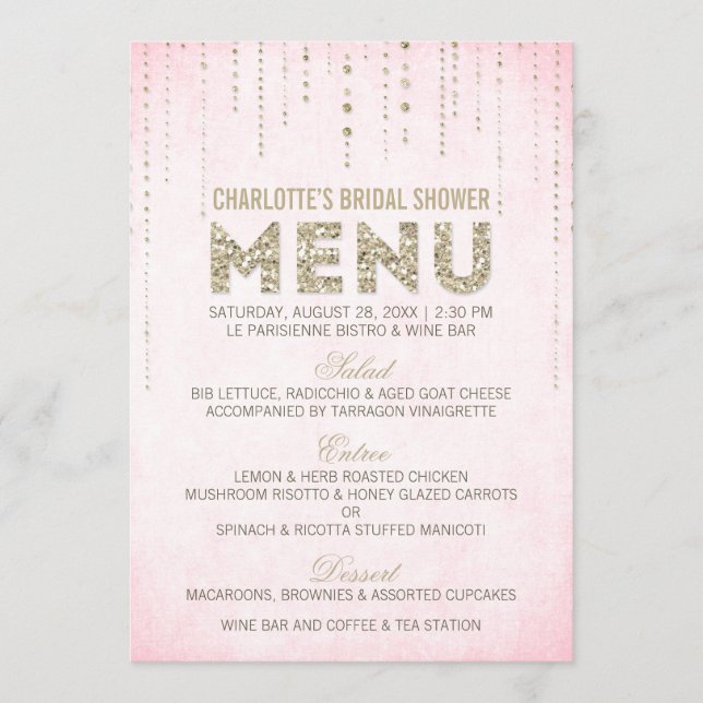 Pink & Gold Glitter Look Menu (Front)