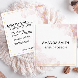 Pink Gold Glitter Modern  Square Business Card