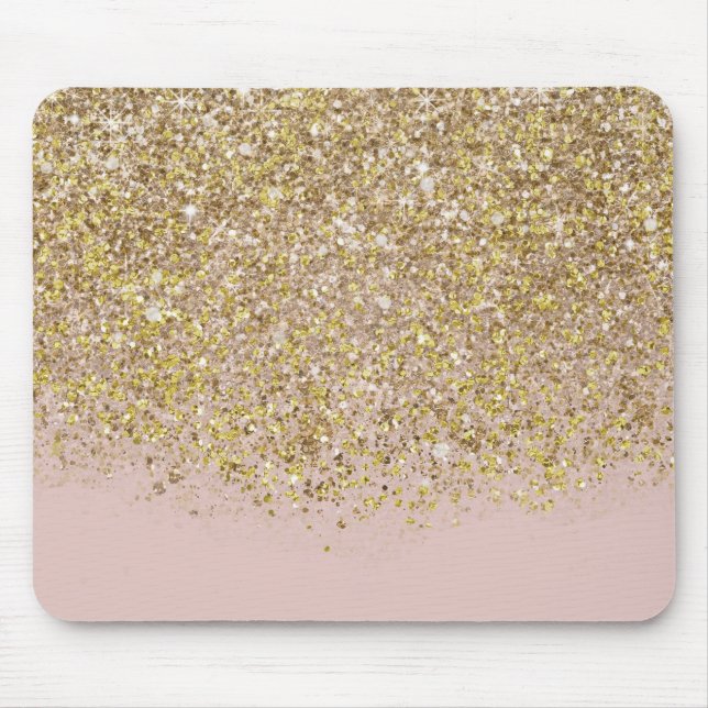 Pink & Gold Glitter Modern Trendy Glam Chic Trendy Mouse Pad (Front)