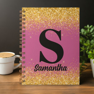 Pink Gold Glitter monogrammed Notebook