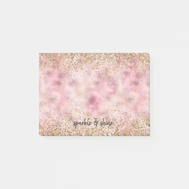 Pink gold glitter post-it notes (Front)