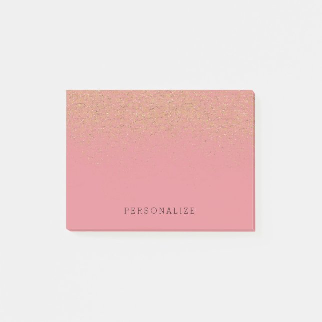 Pink Gold Glitter Post-it Notes (Front)