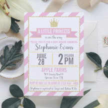 Pink Gold Glitter Princess Baby Shower Invitation