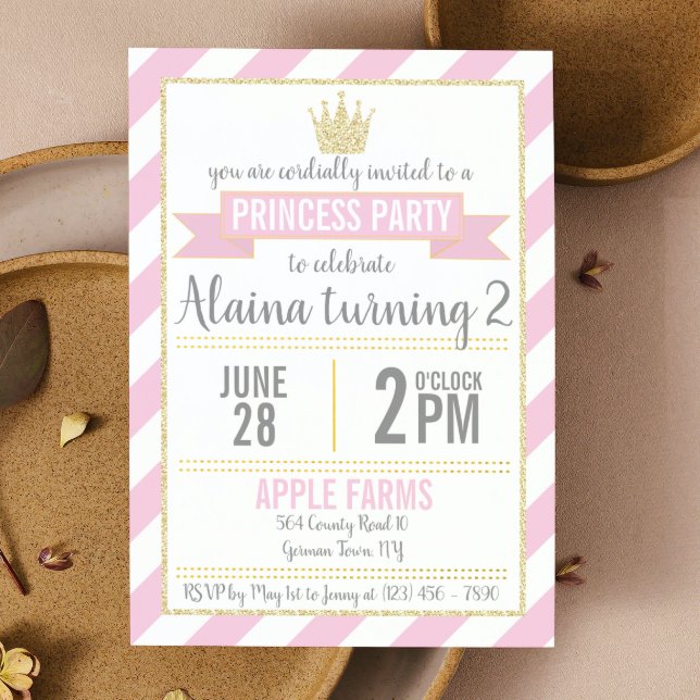 Pink Gold Glitter Princess Birthday Invitation (Creator Uploaded)