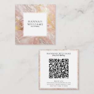 Pink & Gold Glitter  Qr Code Colourful Pattern  Square Business Card