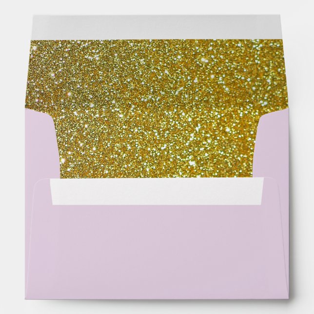 Pink Gold Glitter Return Address Envelopes (Back (Bottom))