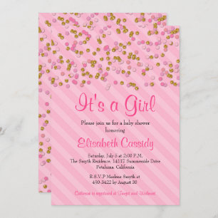 Pink & Gold Glitter Sprinkle Baby Shower Invite