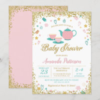 Pink Gold Glitter Tea Party Baby Shower