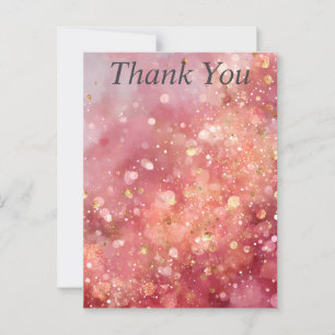 Pink & Gold Glitter Thank You Card