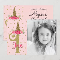 Pink Gold Glitter Unicorn ONE 1st Birthday Party