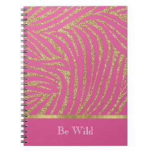Pink Gold Glitter Zebra Notebook