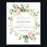 Pink gold greenery bridal shower welcome sign<br><div class="desc">For more advanced customisation of this design,  simply select the "Customise It" button above!</div>