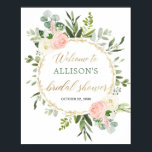 Pink gold greenery bridal shower welcome sign<br><div class="desc">For more advanced customisation of this design,  simply select the "Customise It" button above!</div>