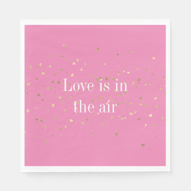 Pink Gold Hearts Confetti Napkin (Front)