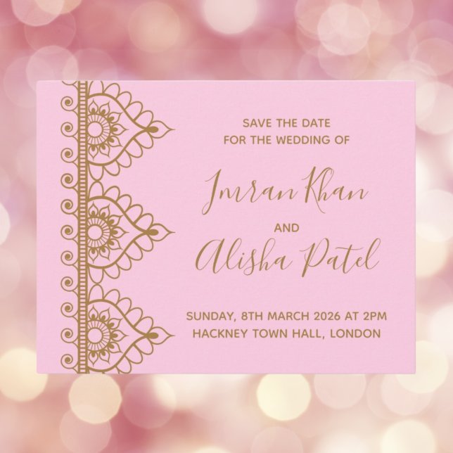 Pink Gold Henna Desi Indian Wedding Invitation (Pink Gold Henna Desi Indian Wedding Invitation
)
