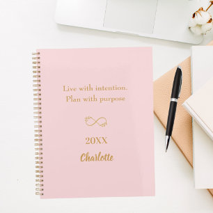 Pink gold inspirational quote notebook