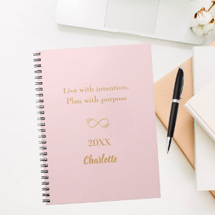 Pink gold inspirational quote notebook