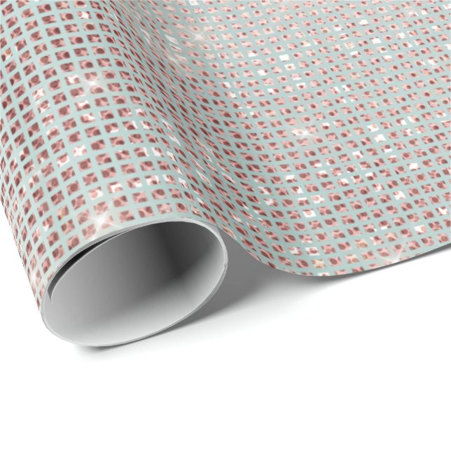 Pink Gold Ivory Pearly Sparkly Diamond Metallic Wrapping Paper (Roll Corner)