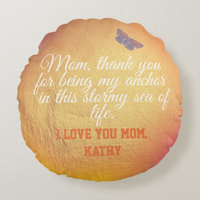 Pink Gold Keepsake Mum Elegant Modern Mothers Day Round Cushion (Front)