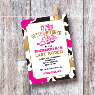 Pink Gold Last Rodeo Bachelorette Party Invitation