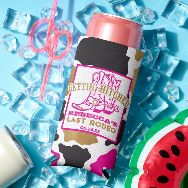Pink Gold Last Rodeo Bachelorette Party Seltzer Can Cooler (In Situ Summer)