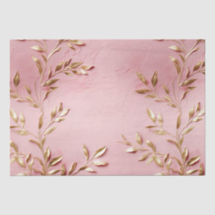 Pink Gold Leaves Tissue Paper