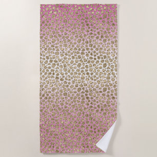 Pink Gold Leopard Print  Beach Towel