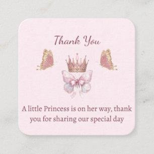 Pink & Gold Little Princess Baby Shower Thank You Enclosure Card