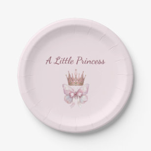 Pink & Gold Little Princess Butterfly Baby Shower  Paper Plate