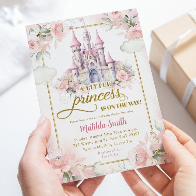 Pink Gold Little Princess Royal Castle Baby Shower Invitation (Creator Uploaded)