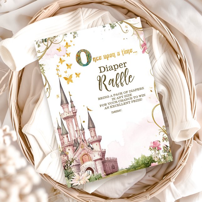 Pink Gold Little Princess Royal  Diapper Raffle Enclosure Card (Creator Uploaded)