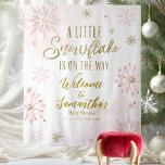 Pink Gold Little Snowflake Baby Shower Backdrop Tapestry<br><div class="desc">Adorable calligraphy with snowflakes,  winter-themed baby shower invitations. Easy to personalise with your details. Check the collection to find matching items as enclosure cards.</div>