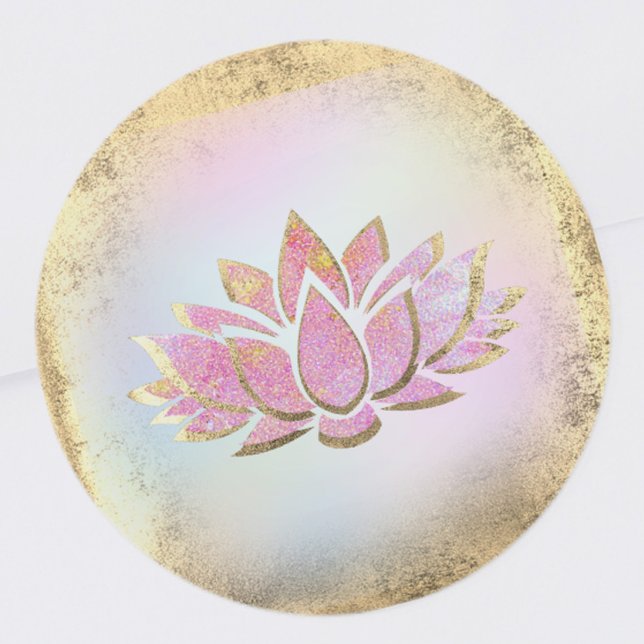 pink gold lotus flower logo classic round sticker (Creator Uploaded)