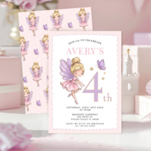 Pink Gold Magical Fairy Fairytale Birthday Girl Invitation
