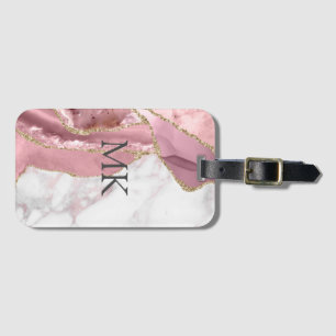 Pink Gold Marble Effect Chic Luggage Tag
