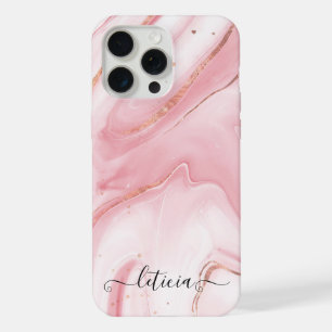 Pink & Gold Marble Girls iPhone 15 Pro Max Case