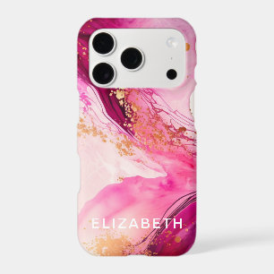 pink gold marble glitter personalised name