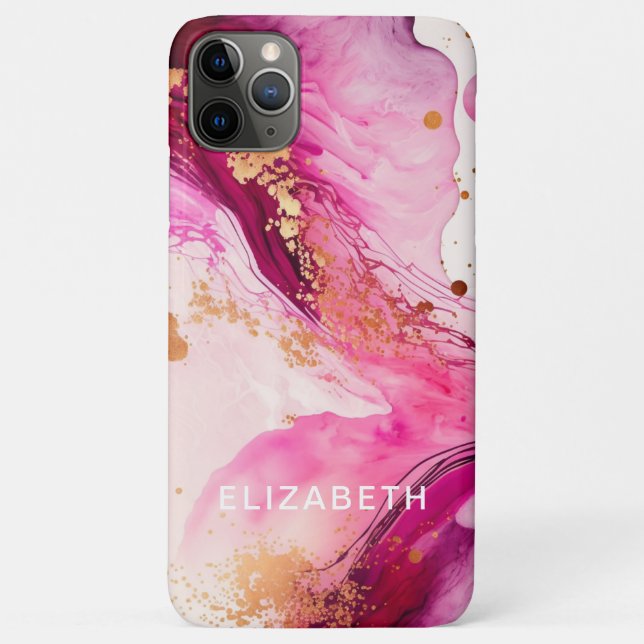 pink gold marble glitter personalized name  Case-Mate iPhone case (Back)