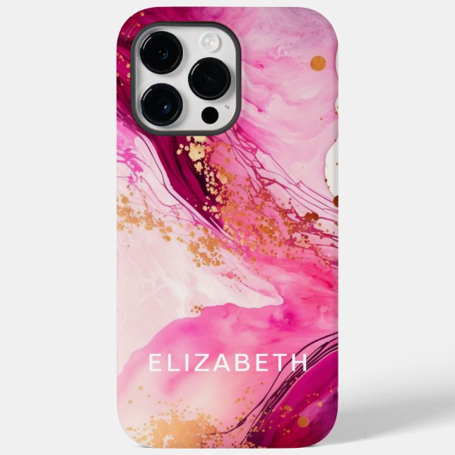 pink gold marble glitter personalized name  Case-Mate iPhone case (Back)