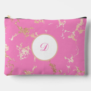 Pink & Gold Marble Pretty Custom Accessory Pouch