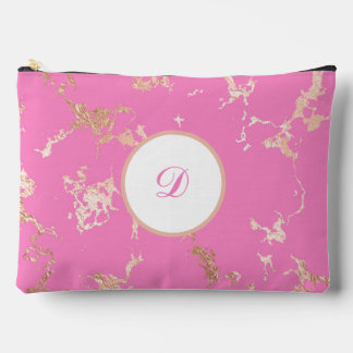 Pink & Gold Marble Pretty Custom  Accessory Pouch