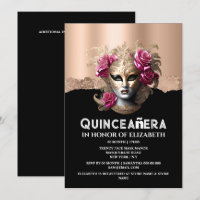 Pink gold masquerade birthday girls quinceañera 