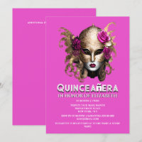 Pink gold masquerade quinceanera birthday elegant